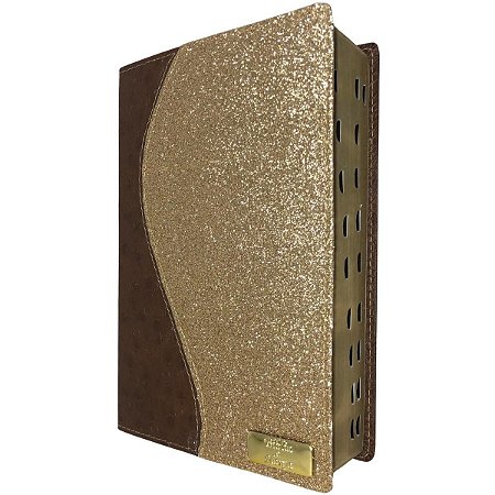 Bíblia Sagrada Letra Gigante Capa Gold Luxo Glitter Harpa Índice