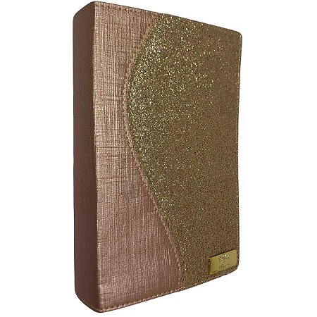 Bíblia Sagrada Letra Gigante Capa Rosê Luxo Glitter Harpa Índice