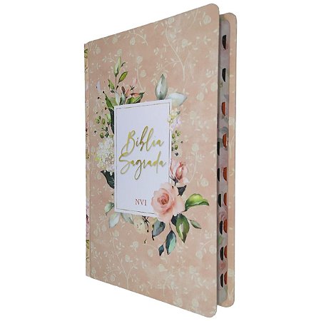 Bíblia Sagrada NVI Capa Dura Flores Rosa - Pão Diário