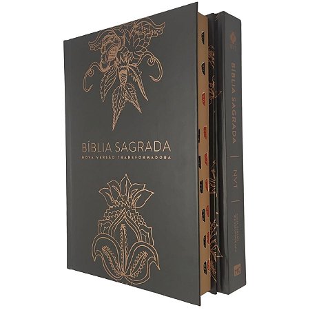 Bíblia Sagrada Evangélica NVT Capa Dura Indian Flowers Dourada - Mundo Cristão
