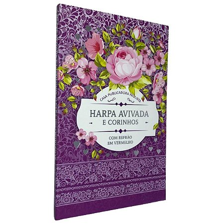 Harpa Evangélica Letra Gigante Avivada Corinhos Capa Floral Lilás