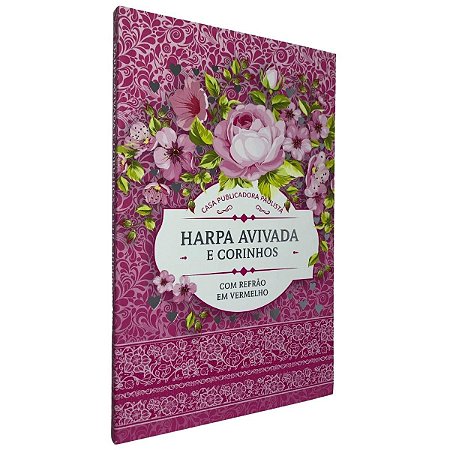 Harpa Evangélica Letra Gigante Avivada Corinhos Capa Floral Pink