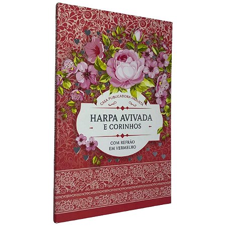 Harpa Evangélica Letra Gigante Avivada Corinhos Capa Floral Rosa