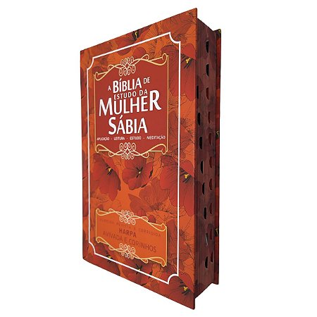 Bíblia De Estudo Mulher Sábia Capa Dura ARC Índice Lateral Floral Laranja - CPP