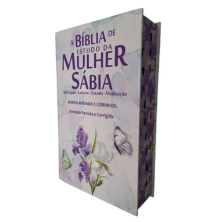 Bíblia Estudo Mulher Sábia Capa Dura Íris Lílas ARC Harpa e Corinhos Índice Lateral - CPP