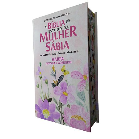 Bíblia de Estudo Mulher Sábia Harpa Corinhos ARC Capa Dura Índice Jardim Aquarela - CPP