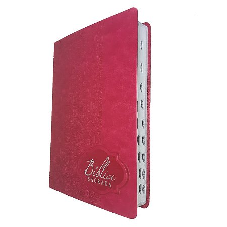 Bíblia Sagrada Letra Gigante Feminina Pink Renda Alpha Sbb