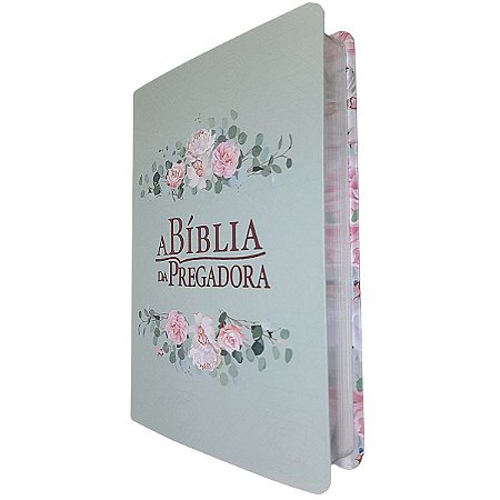 A Bíblia Da Pregadora RC Média Verde Com Rosas - Esperança