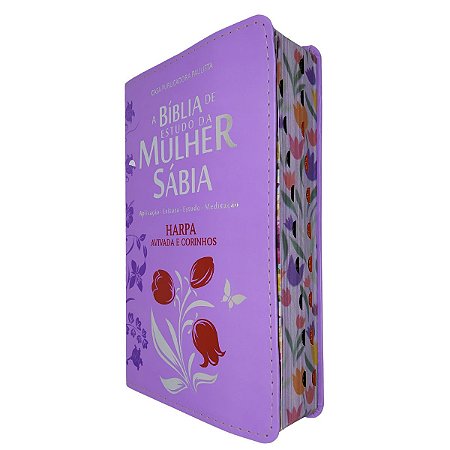 Bíblia Estudo Mulher Sábia Capa Luxo Lílas Índice Harpa CPP