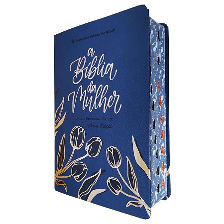 A Bíblia Da Mulher Média Índice Capa Luxo Tulipa Azul - SBB