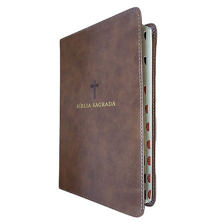 Bíblia Sagrada ACF Capa Luxo Soft Marrom Letra Grande Índice