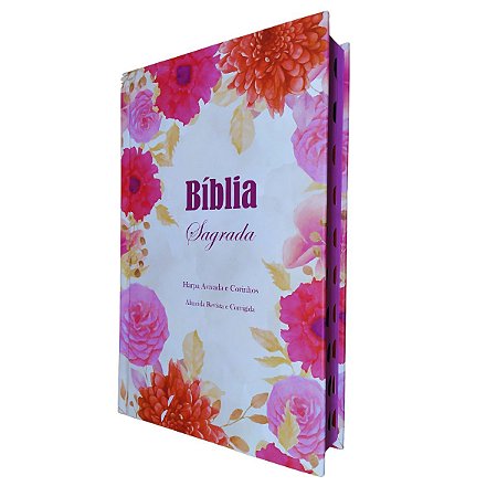 Bíblia ARC Letra Grande Capa Dura Arranjo Floral Índice