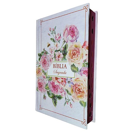 Bíblia ARC Letra Grande Capa Dura Arranjo Rosas Índice Lateral