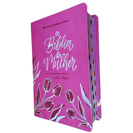 A Bíblia Da Mulher Média Capa Luxo Rosa Índice Lateral SBB