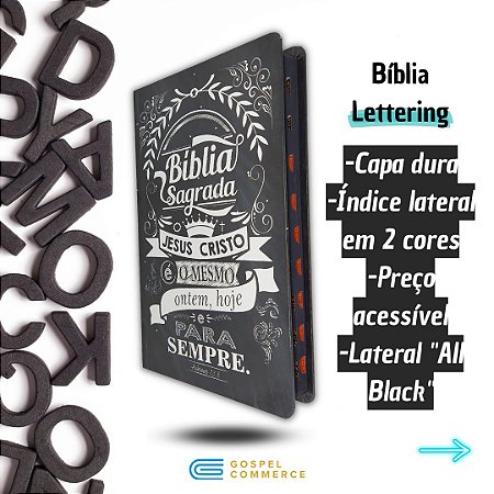 FBA Bíblia Sagrada Lettering Ntlh Índice Capa Dura Lateral Preta Sbb