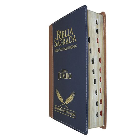 Bíblia Sagrada Bicolor Jumbo Harpa Preta e Marrom Compacta