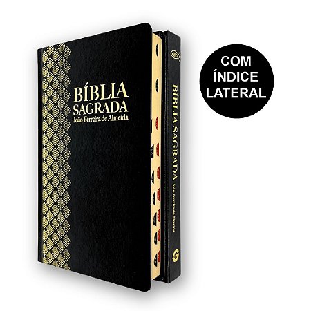 Bíblia Sagrada ARC Semi Luxo | Índice Dourado Preta | Geográfica