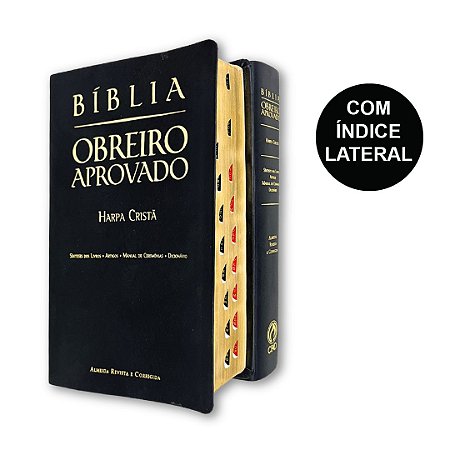 Bíblia Obreiro Aprovado ARC | Índice Harpa Dicionário Síntese Artigos Luxo Preta