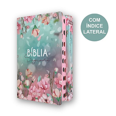 Biblia Slim Ilustrada Flores NVI | Capa dura Índice | Art Gospel