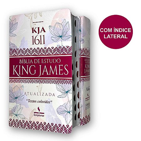 Bíblia de Estudo King James Atualizada 1611 | Índice Textos Coloridos | Floral