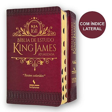 Bíblia de Estudo King James Atualizada 1611 | Índice Textos Coloridos | Vinho