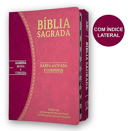 Bíblia Slim ARC | Letra Grande | Índice | Harpa | Rosa e Pink | CPP