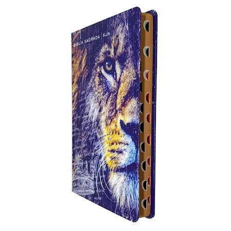 Bíblia King James Atualizada Slim Capa Leão Azul Índice