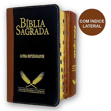 Biblia Sagrada Média Hipergigante Corrigida | Sem Harpa | Preta com Marrom