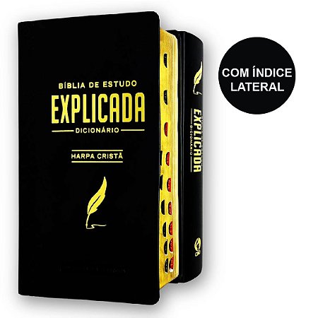 Bíblia De Estudo Explicada Média Preta Índice Com Harpa