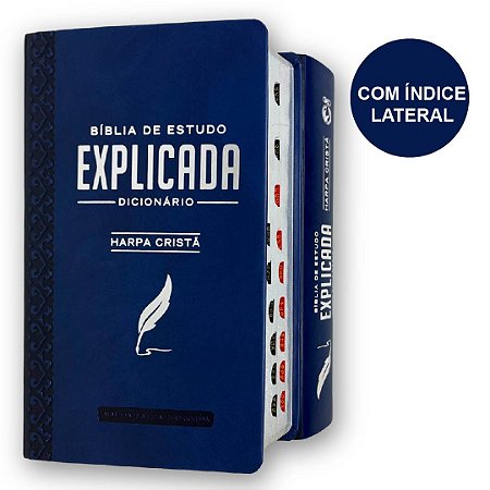 Bíblia De Estudo Explicada  Luxo Azul Índice Harpa Cpad