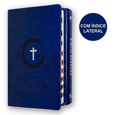 Bíblia Sagrada NVI Slim Azul Cruz Com Índice | Vida
