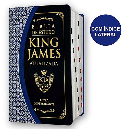 Bíblia de Estudo King James Azul Preto Letra Gigante Índice