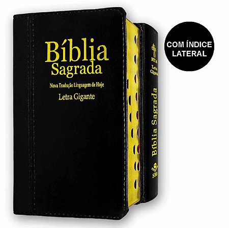 Bíblia Sagrada Letra Gigante Índice Bicolor Preta NTLH Sbb