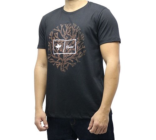 Camiseta estampada preta/ramos