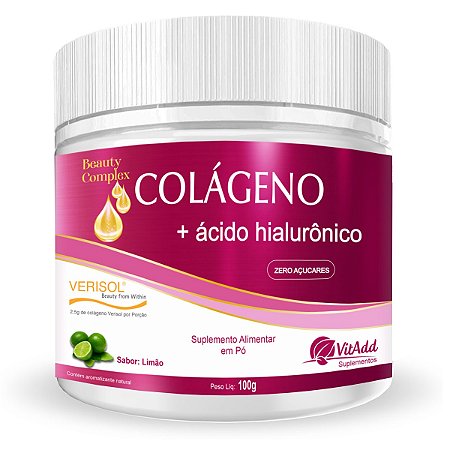 Colágeno Verisol Hidrolisado com Ácido Hialurônico Sabor Limão - Vitadd