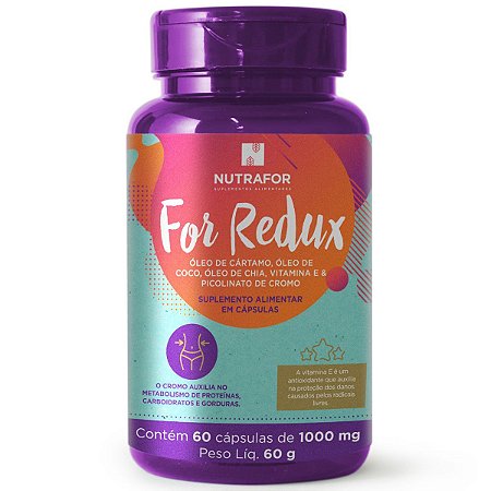 For Redux  Óleos Cártamo Coco Chia, Cromo Vit E 60 Cáps - Nutrafor