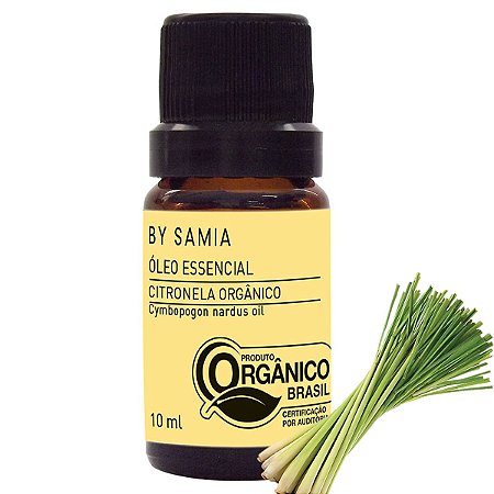 Óleo Essencial Orgânico de Citronela 100% Puro 10ml - By Samia