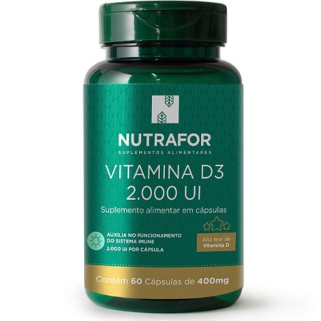 Vitamina D3 Pura Colecalciferol 2000ui 60 Cáps - Nutrafor