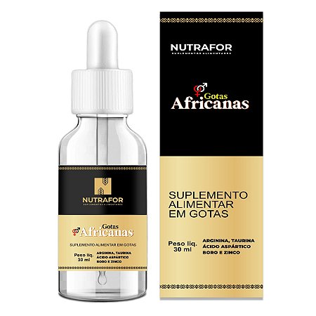 Gotas Africanas Sublingual c/ Arginina Taurina Áspártico Boro Zinco 30ml