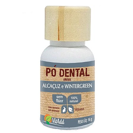 Pó Dental Alcaçuz e Wintergreen 16g - Sem Flúor Vegano