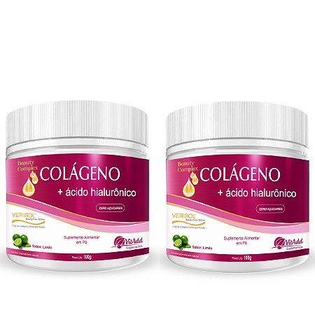 Kit 2x Colágeno Verisol + Ácido Hialurônico em pó Sabor: Limão Vitadd