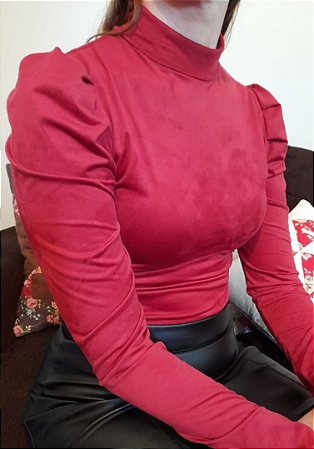 blusa manga longa suede