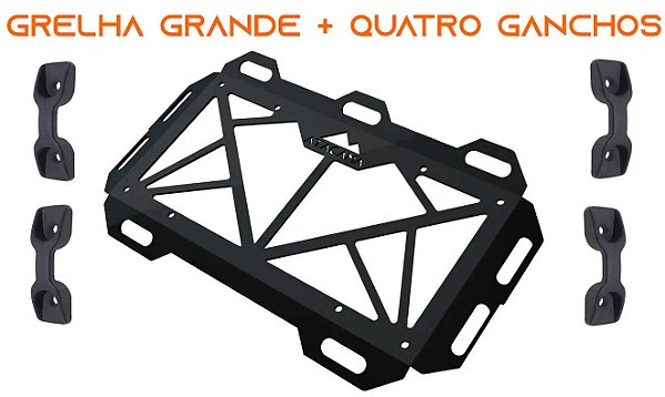 Grelha grande para baú de moto 45x26cm com 4 GANCHOS