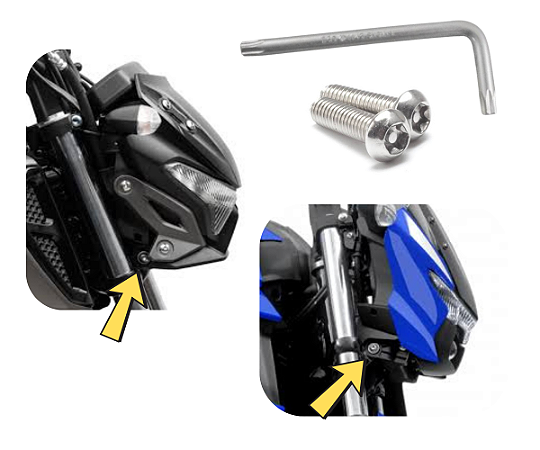 Parafuso Especial Antifurto Farol FZ25 FZ15 Fazer 2025 2024 2023 2022 2021 2020 2019 Contra Roudo de Painel Fazer 250 anti furto protetor