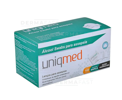 Álcool Swabs pra Assepsia Uniqmed cx 100 uind