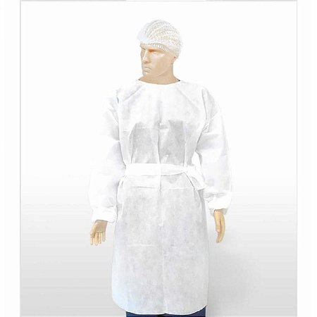 Avental Descartável Manga Longa Branco 20 g Kalidesc pct 10