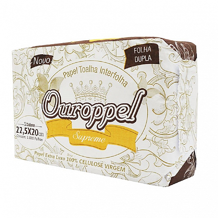 Papel Toalha Interfolha Celulose Supreme 22,5 x 20 Ouroppel pct 1000