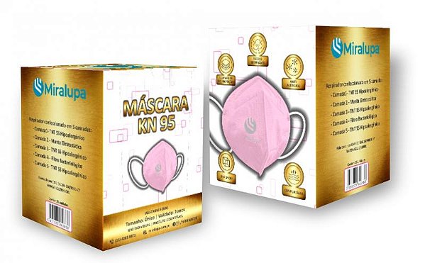 Mascara Miralupa Rosa KN95 MRLP caixa c/ 25 unid