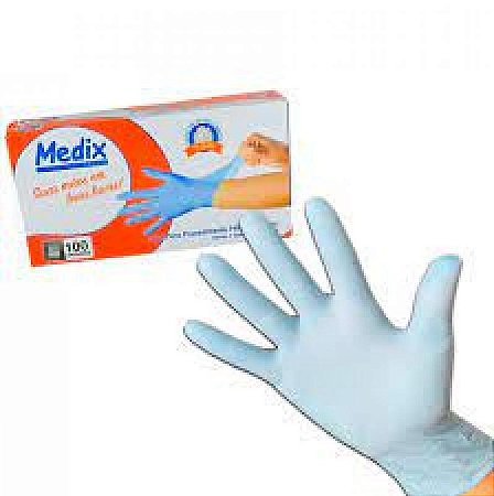Luva Nitrílica sem Pó Azul Tam P Medix cx 100