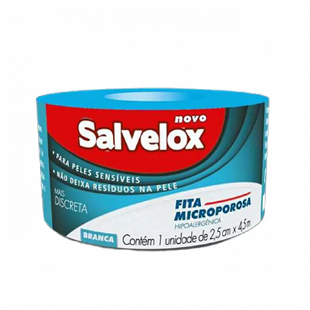 Fita Esparadrapo 2,5 cm x 4,5 mts Branco Salvelox unid